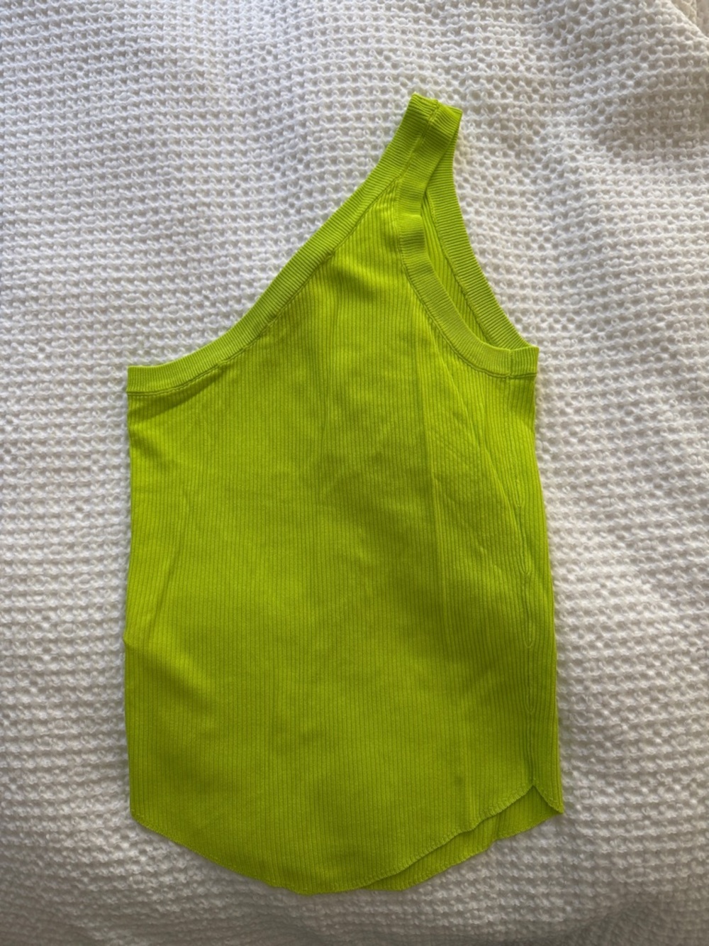 Zara Neon Lime One-Shoulder Ribbed Tank - Picture 3 of 4
